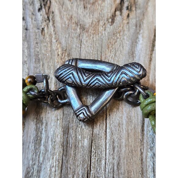 SILPADA Sterling Silver Green Mother of Pearl Multi Strand Toggle Bracelet B1132 - Picture 3 of 7